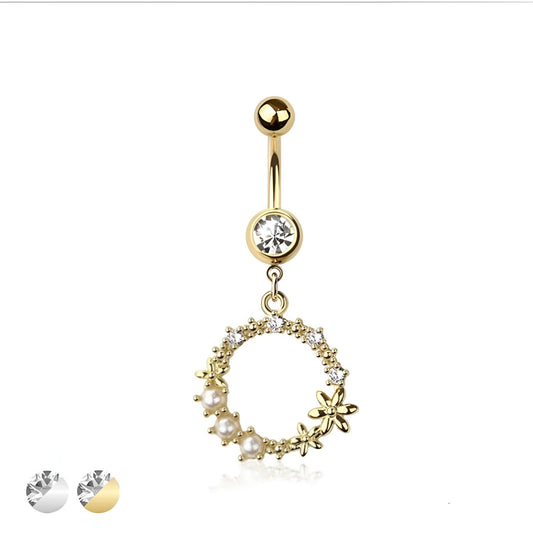 Multi Cz Wreath Belly Bar