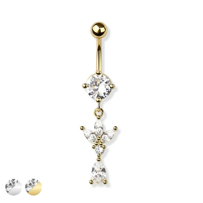 Triple Marquise Tear Drop Belly Bar