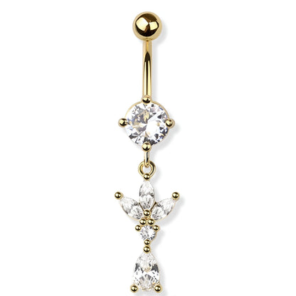 Triple Marquise Tear Drop Belly Bar