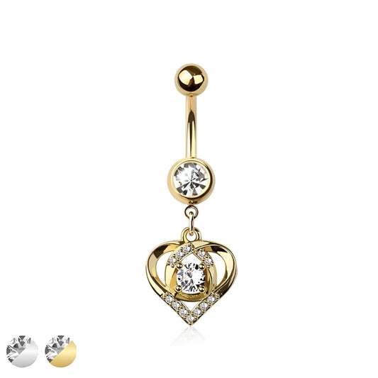 Heart With Bezel Center Belly Bar