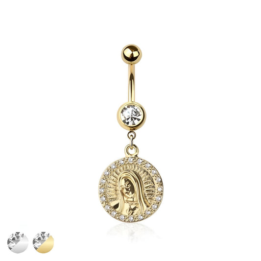 Lady Of Guadalupe Medallion Belly Bar