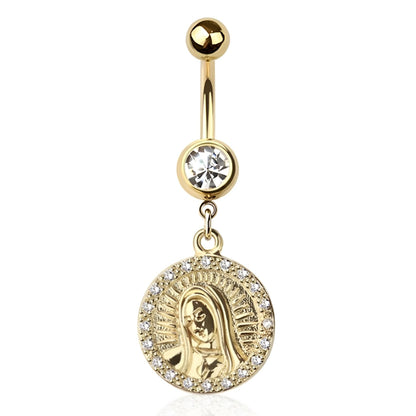 Lady Of Guadalupe Medallion Belly Bar