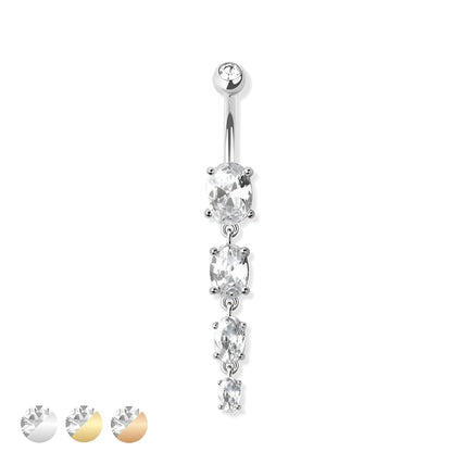 Prong Set Four Oval Gem Belly Bar