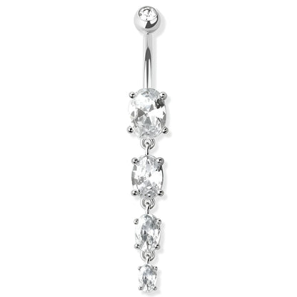 Prong Set Four Oval Gem Belly Bar