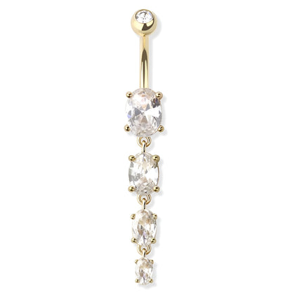 Prong Set Four Oval Gem Belly Bar