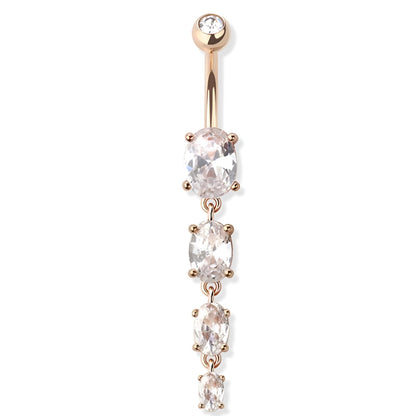 Prong Set Four Oval Gem Belly Bar