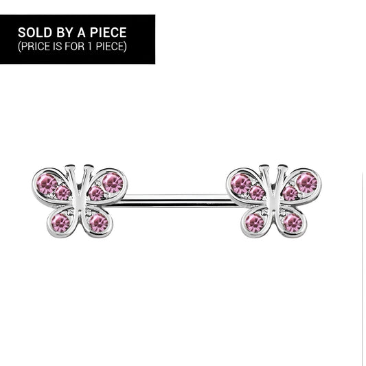 Gem Paved Butterfly Nipple Bar