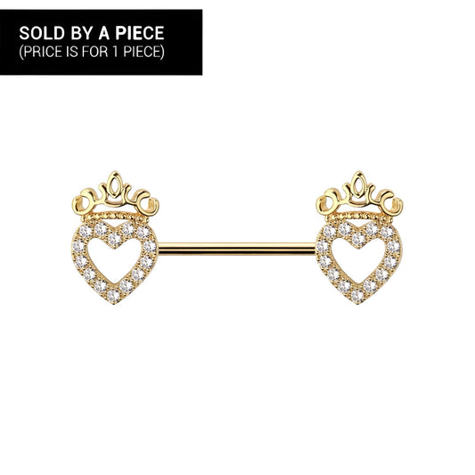 Crown Heart Nipple Bar