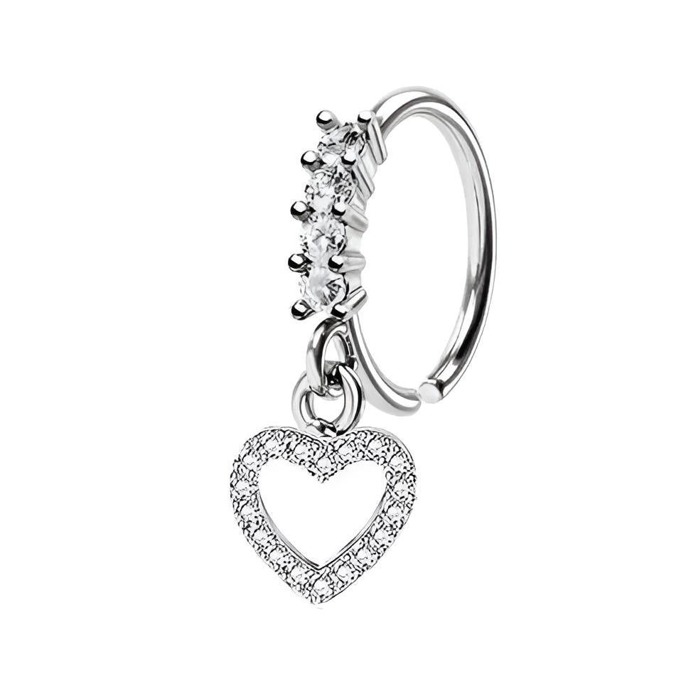 Hollow Heart Dangling Nose Ring