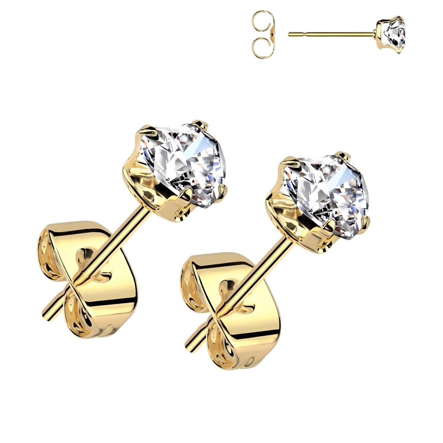 Pair of Earrings With Prong Set Heart CZ