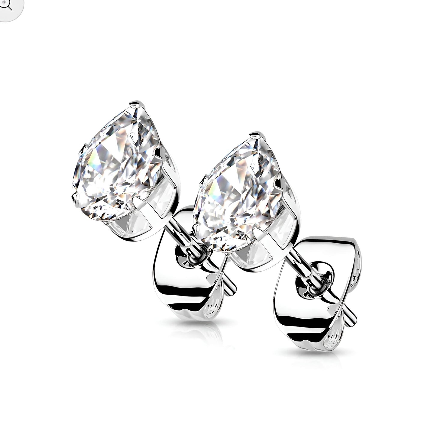 Pair of Earring studs with Teardrop CZ