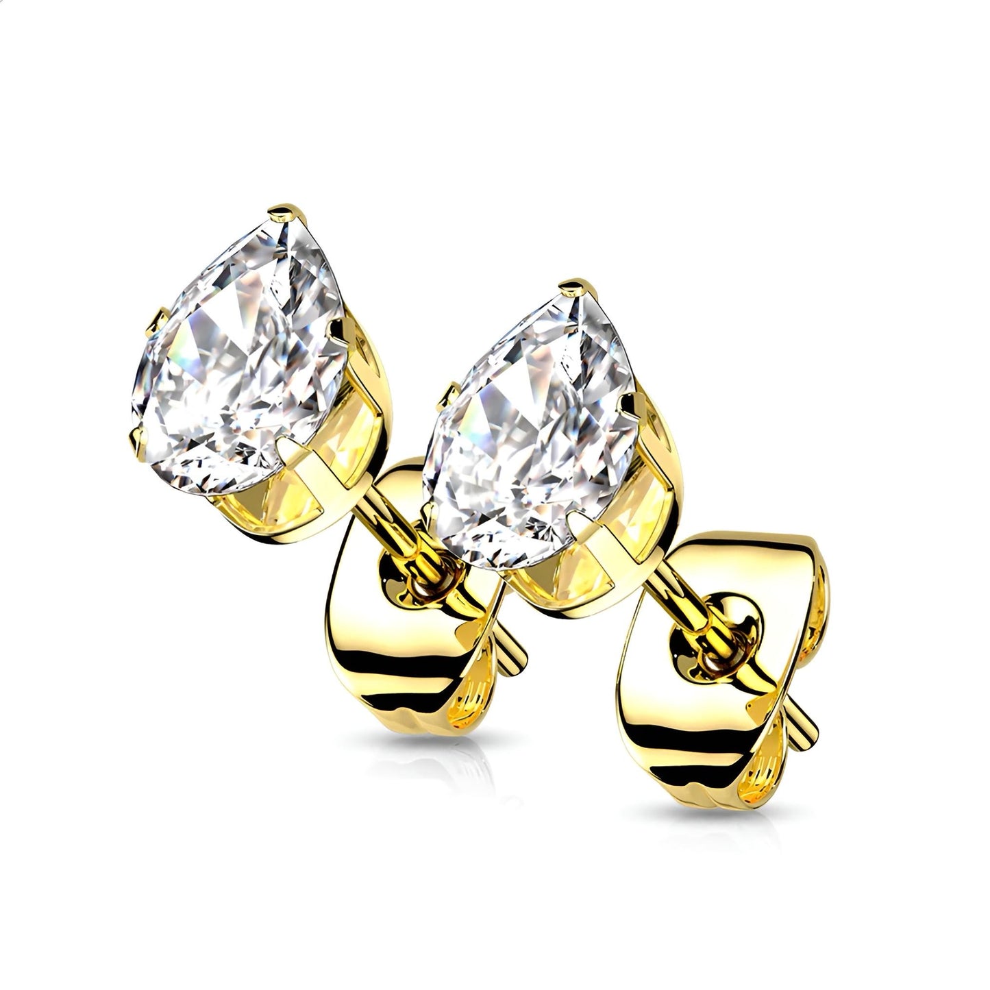 Pair of Earring studs with Teardrop CZ