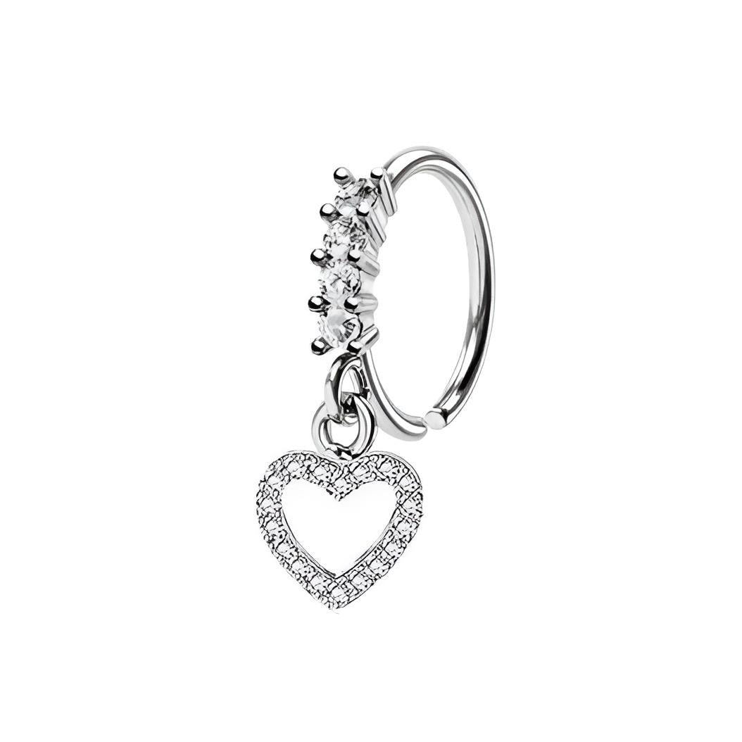 Hollow Heart Dangling Nose Ring