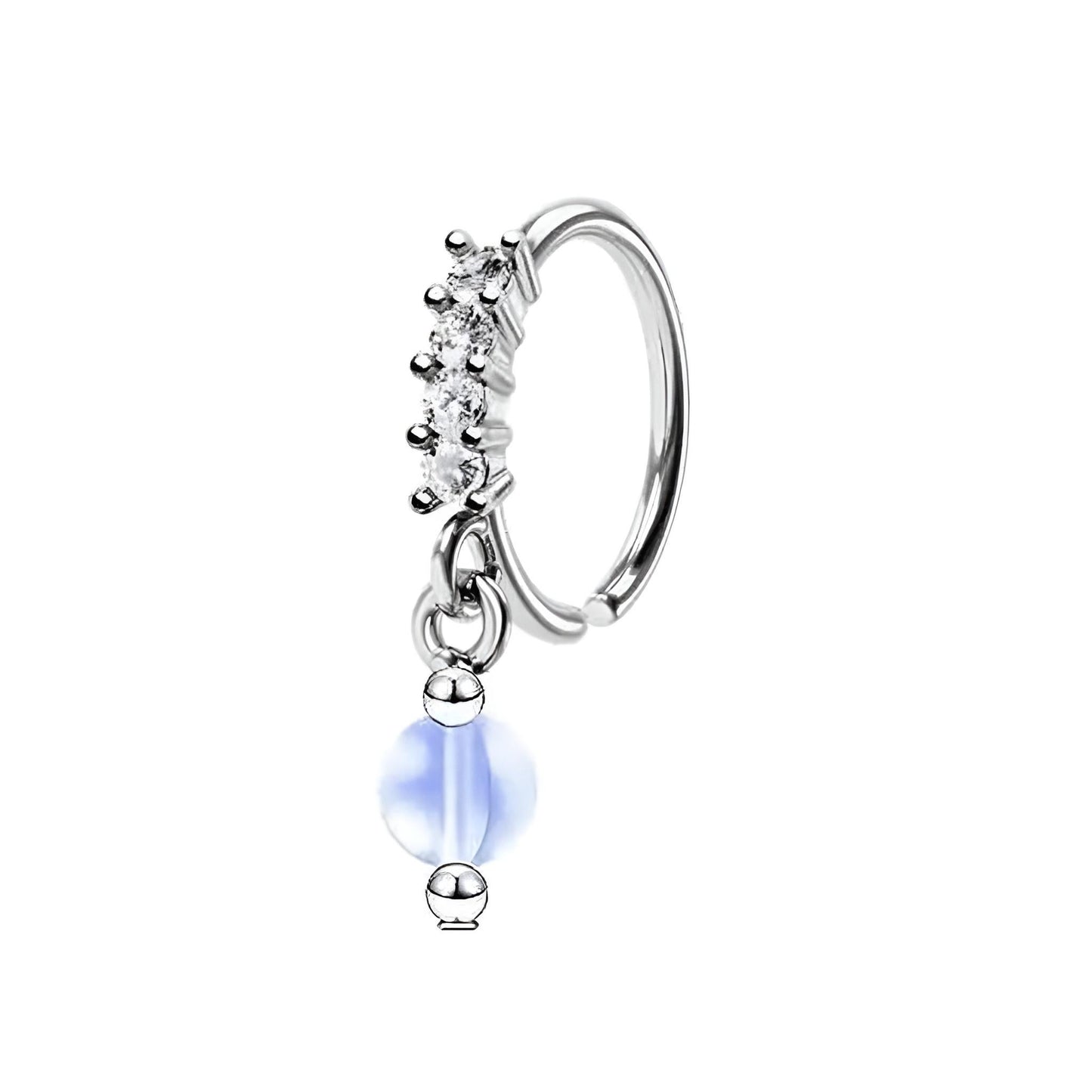 Crystal bead dangling nose ring