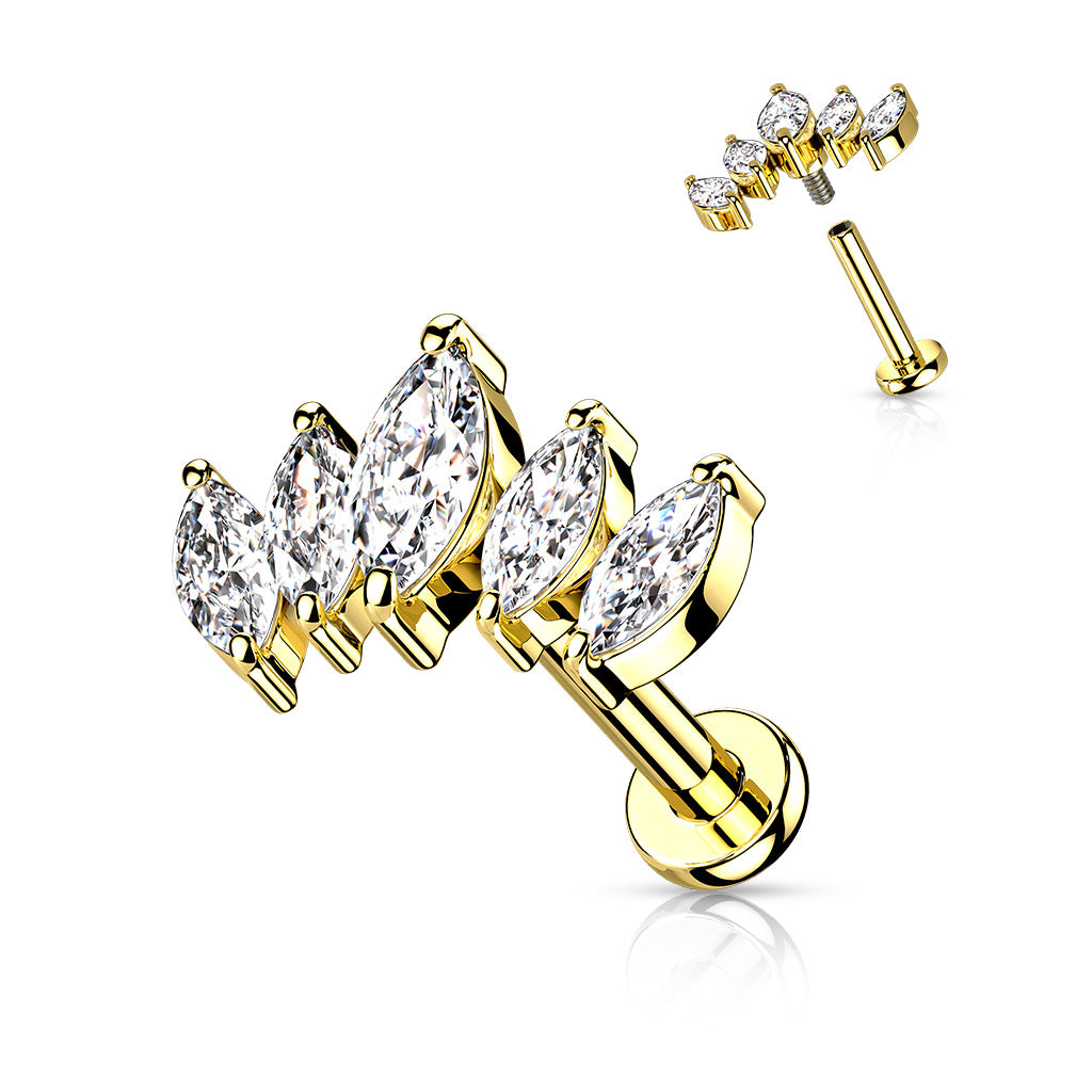 5 Marquise CZ Fan Set Top With Internally Threaded