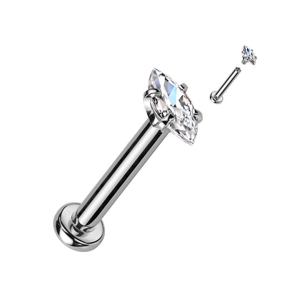 Internally Threaded Marquise CZ Prong Set