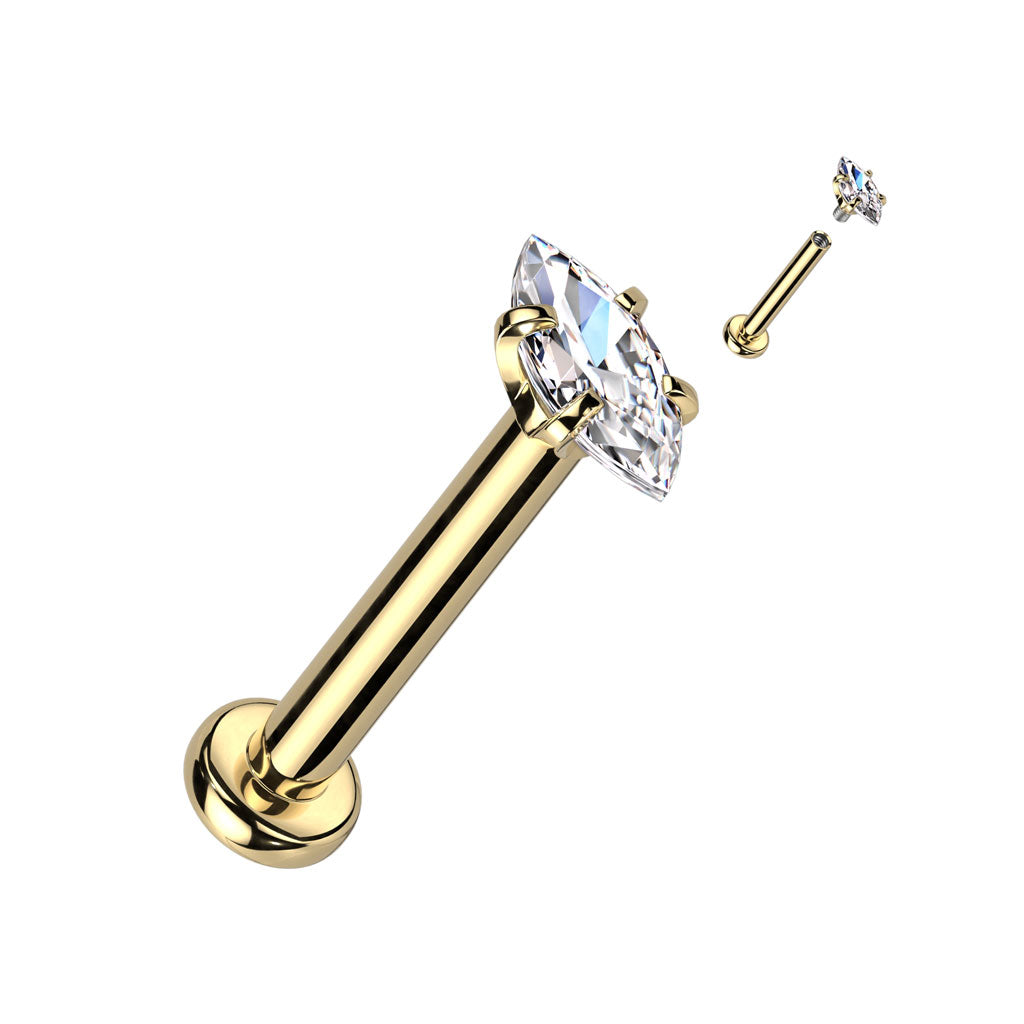 Internally Threaded Marquise CZ Prong Set