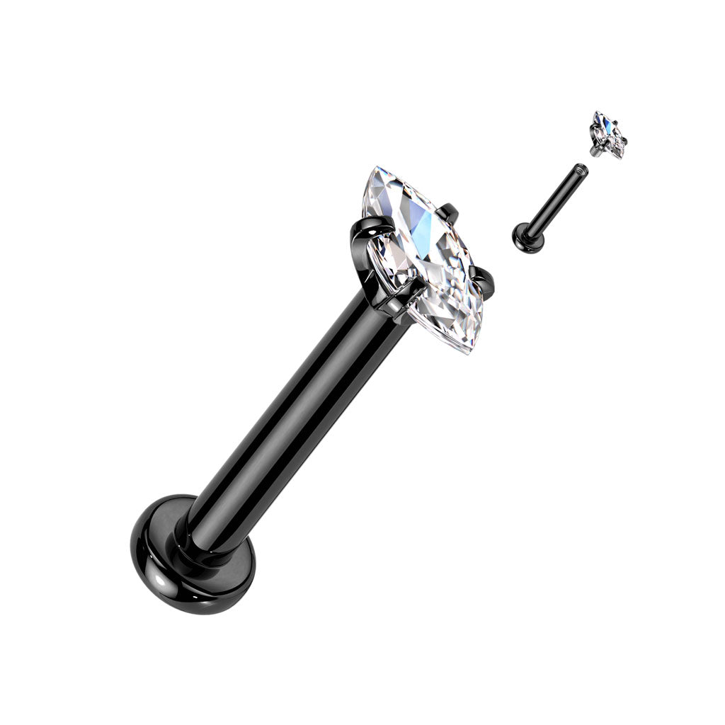 Internally Threaded Marquise CZ Prong Set