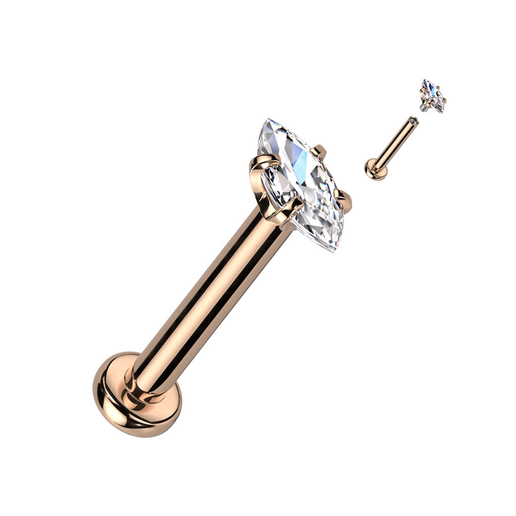 Internally Threaded Marquise CZ Prong Set