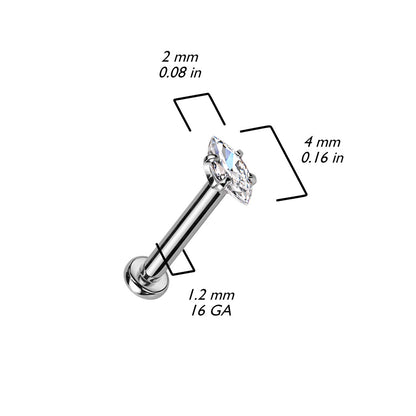 Internally Threaded Marquise CZ Prong Set