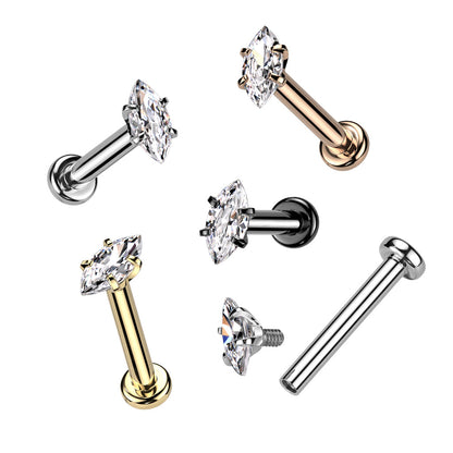 Internally Threaded Marquise CZ Prong Set