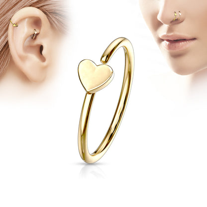 Heart IP Plating over 316L Surgical Steel Nose Hoop Ring