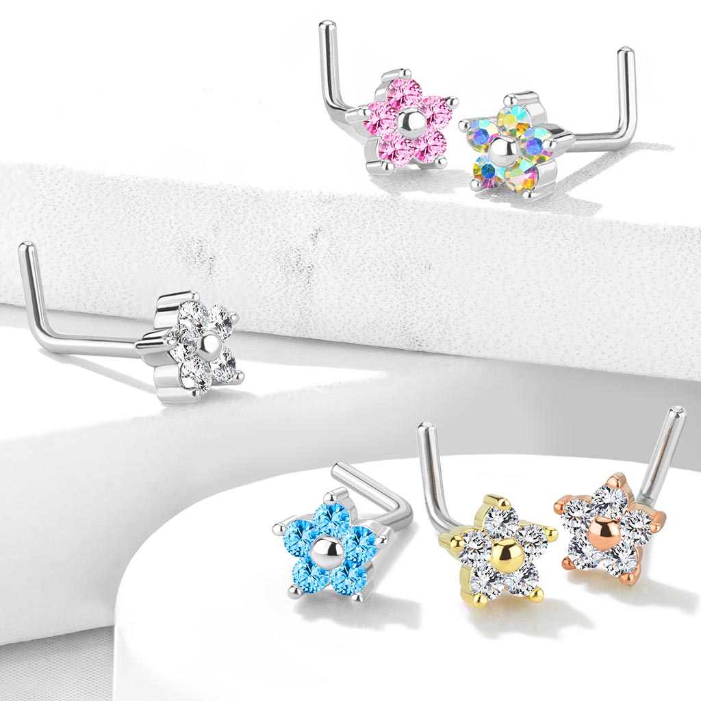 5 CZ Flower Nose Studs