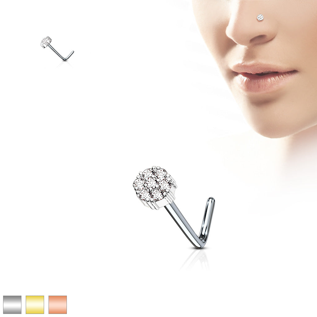 7 CZ Cluster Flower Nose Stud