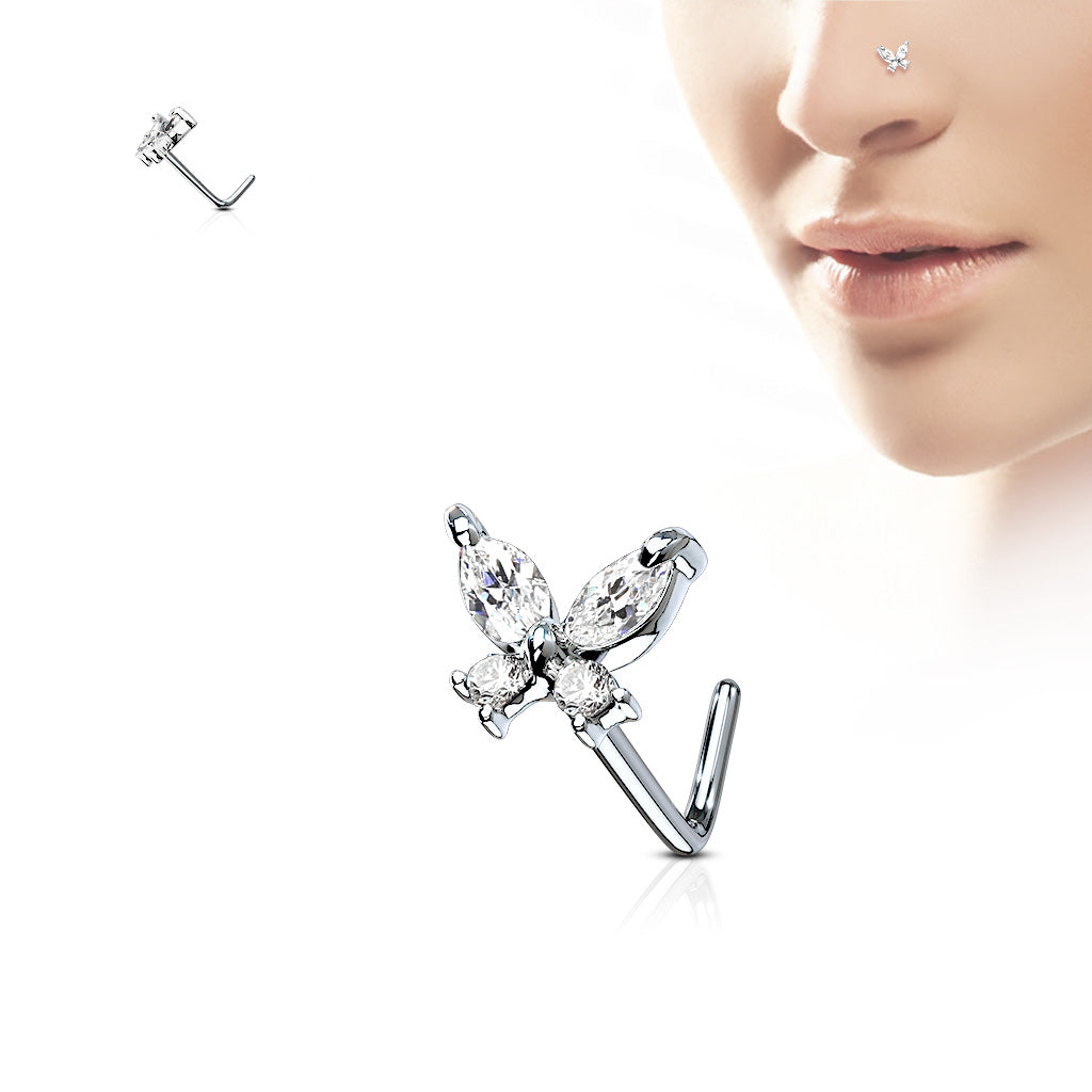 CZ Butterfly Nose Studs - Diez Liberty