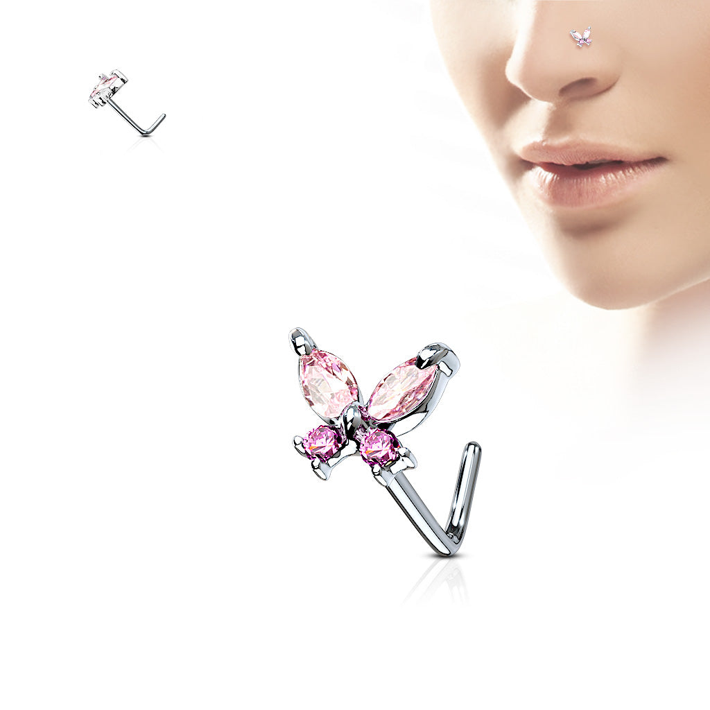 CZ Butterfly Nose Studs - Diez Liberty