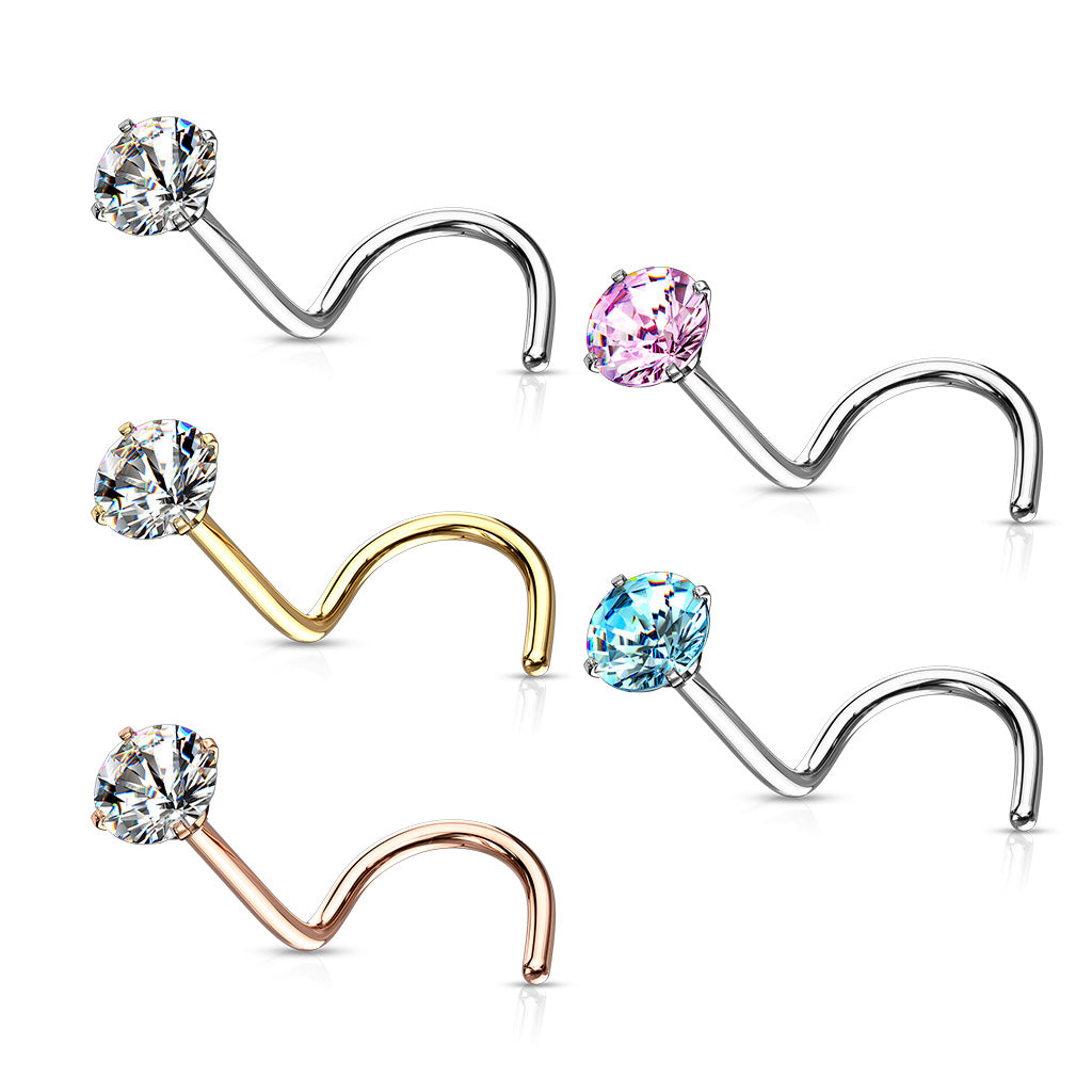 Prong Set Round CZ Nose Studs