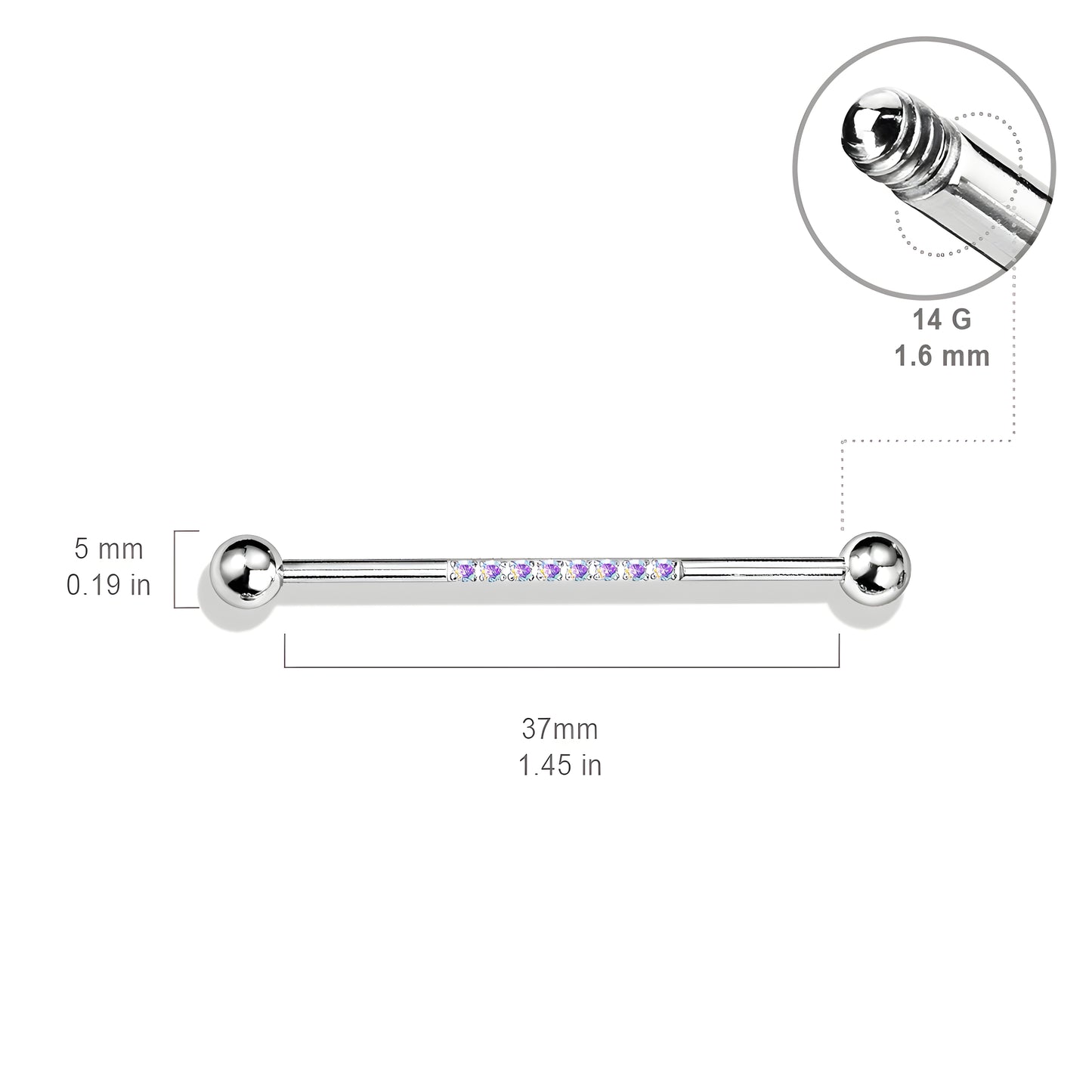 Lined Cz On Industrial Bar - Diez Liberty