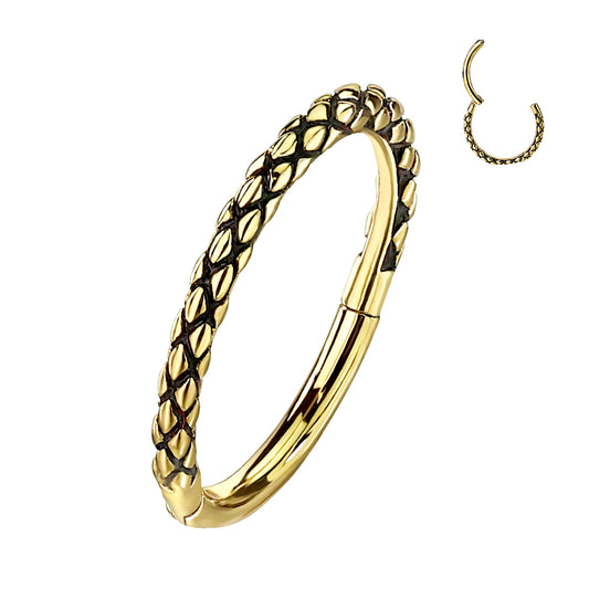 Oxidized Lizard Skin Hinged Hoop