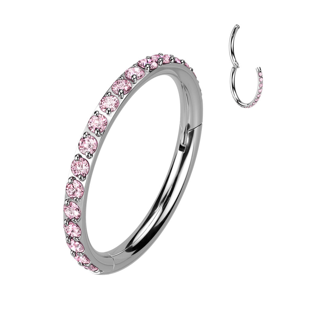 High Quality Precision Hinged Segment Hoop Rings with CNC Set CZ Paved