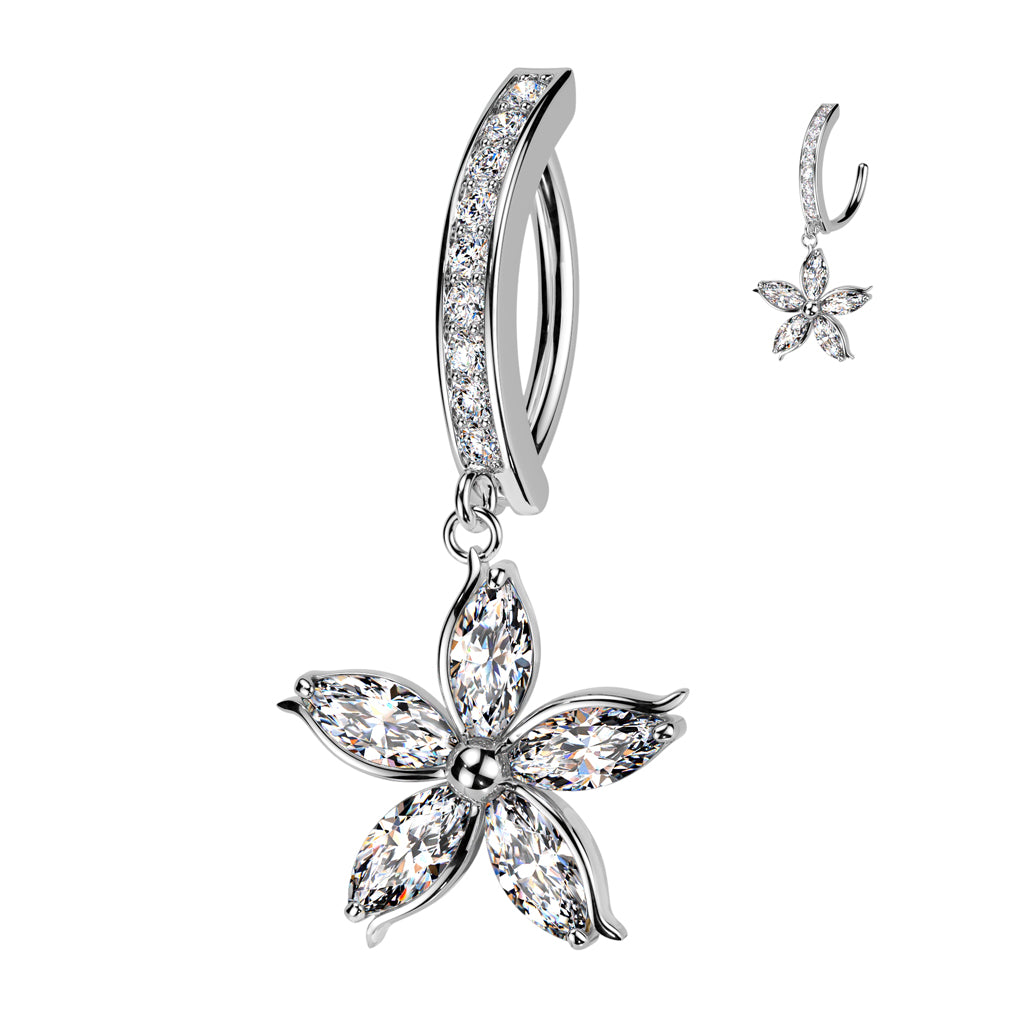 Clicker Flower Dangle Belly Bar