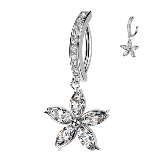 Clicker Flower Dangle Belly Bar