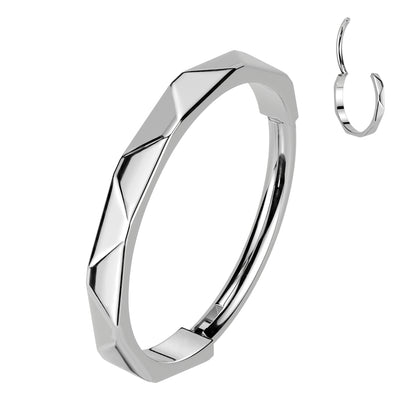 Implant Grade Titanium 20ga Hinged Segment Nose Hoop Ring With Faceted Side