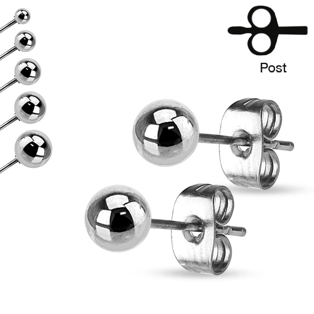 Pair of 316L Stainless Steel Hollow Ball End Earrings