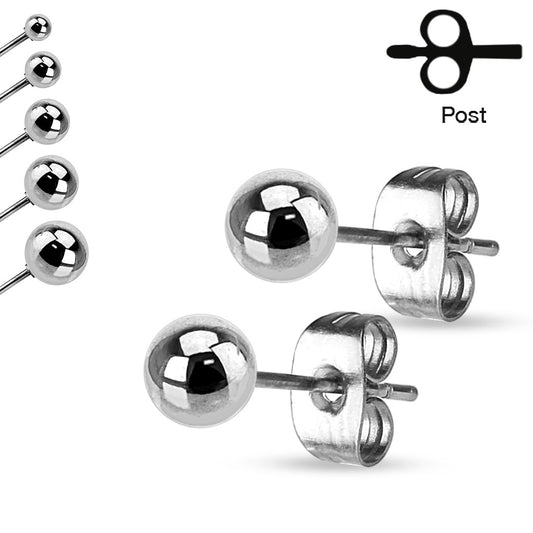 Pair of 316L Stainless Steel Hollow Ball End Earrings