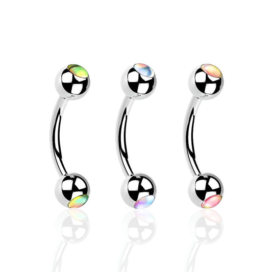 Double Iridescent Stone Curved Barbell - Diez Liberty