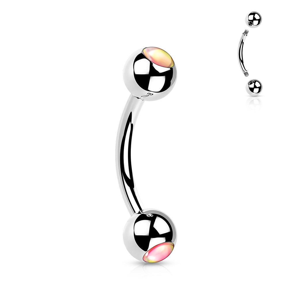 Double Iridescent Stone Curved Barbell - Diez Liberty