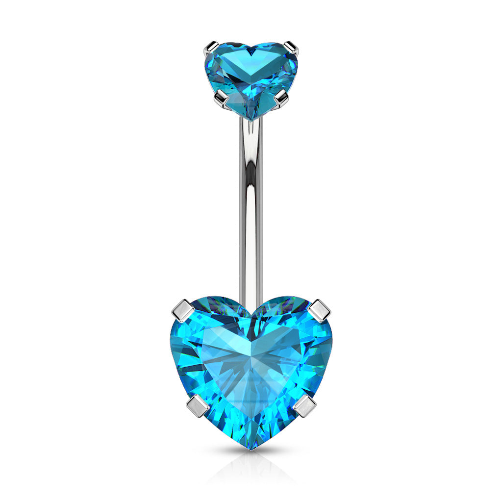 Internal Thread Top Double Heart Belly Bar - Diez Liberty